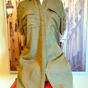 Army green army style short sleeve dress